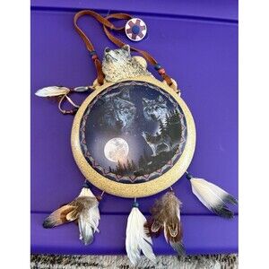 VTG Bradford Exchange Wolf Silver Moon Canteen Vessel Of The Spirit EUC HTF